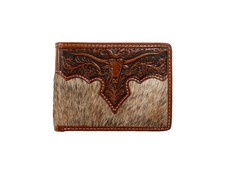 Nocona Western Wallet Mens Bifold Calf Hair Longhorn Brown N500048302