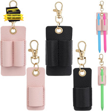 4 PCS PU Pen Holder for Lanyard | Leather Pen Lanyard Keychain for Nurse Clerk O