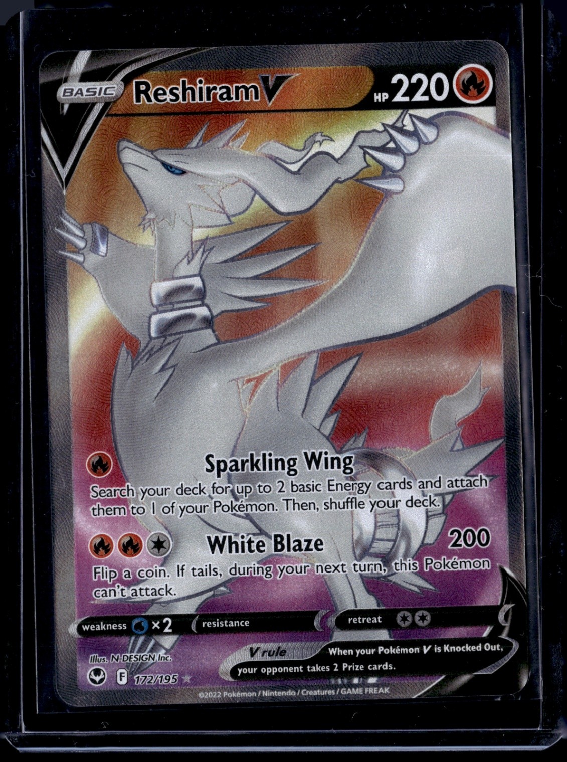 Reshiram V (Full Art) Ultra Rare SWSH12: Silver Tempest 172/195 NM