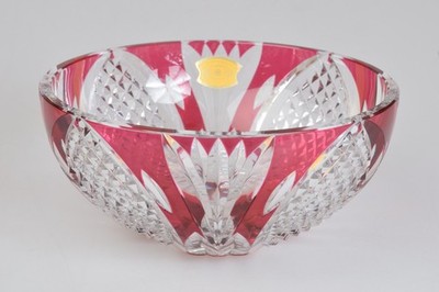 25cm Val Saint Lambert VSL Crystal Cut Bowl Cranberry