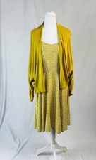 Old Navy Sz XL Mustard Striped Spaghetti Strap Dress And Cardigan Set Earthy