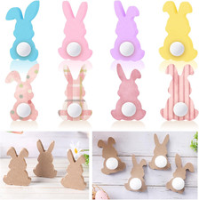 22 Pcs Easter Wooden Bunny Cutouts for Crafts Unfinished Easter Wood Cutouts Bun