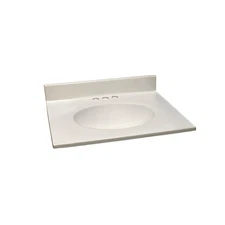 25 Inch White Cultured Marble Vanity Top With Integrated Oval Sink
