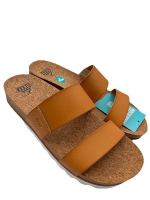 Reef Women s Size 11 Cushion  Vista Hi Sandals Natural Slip On Platform.