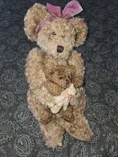 Marmie Plush Bear Trio Russ Berrie Vintage Stuffed Plush Pink Bow W/ Tag 15"