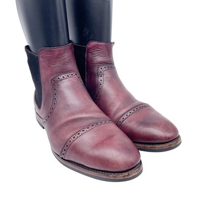 Allen Edmonds Men's Burgundy Leather Lombard Cap Toe Chelsea Boot Size 9.5 EEE