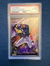 JACKSON CHOURIO 2024 TOPPS FINEST ROOKIE COMMON PURPLE CHECK  69/150 PSA 10