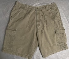 Dockers Cargo Shorts Mens 36 Tan Loose Fit Iconic Cargo 10in Inseam Snap Pockets