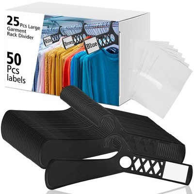 Black 18 Inch Clothing Rack Size Closet Dividers 25 PCS 50 White Cards