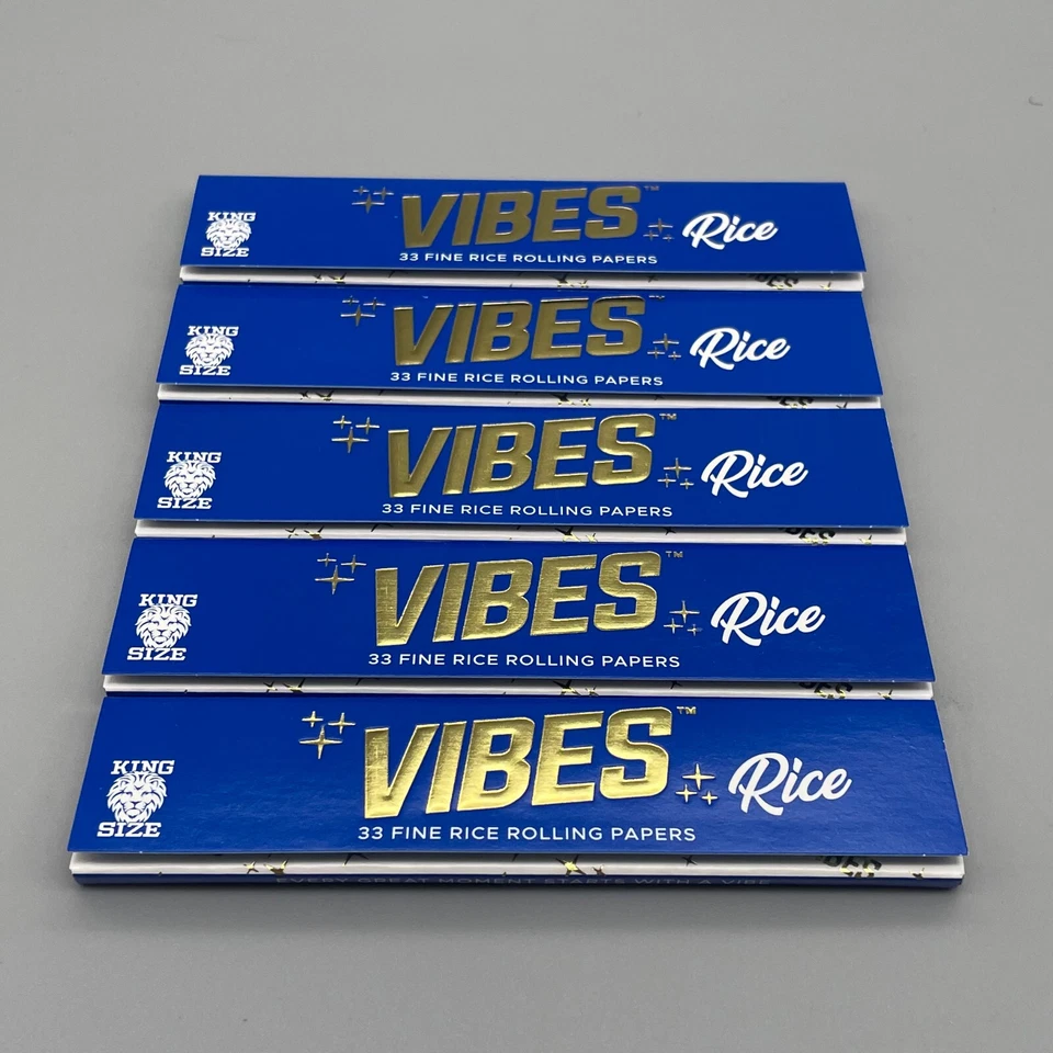 5 Packs Vibes Rice King Size Slim Rolling Papers