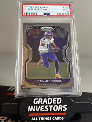 justin jefferson graded card JUSTIN JEFFERSON 2020 PANINI SCORE 1ST GRADED 10 NFL ROOKIE CARD  VIKINGS/LSU 430