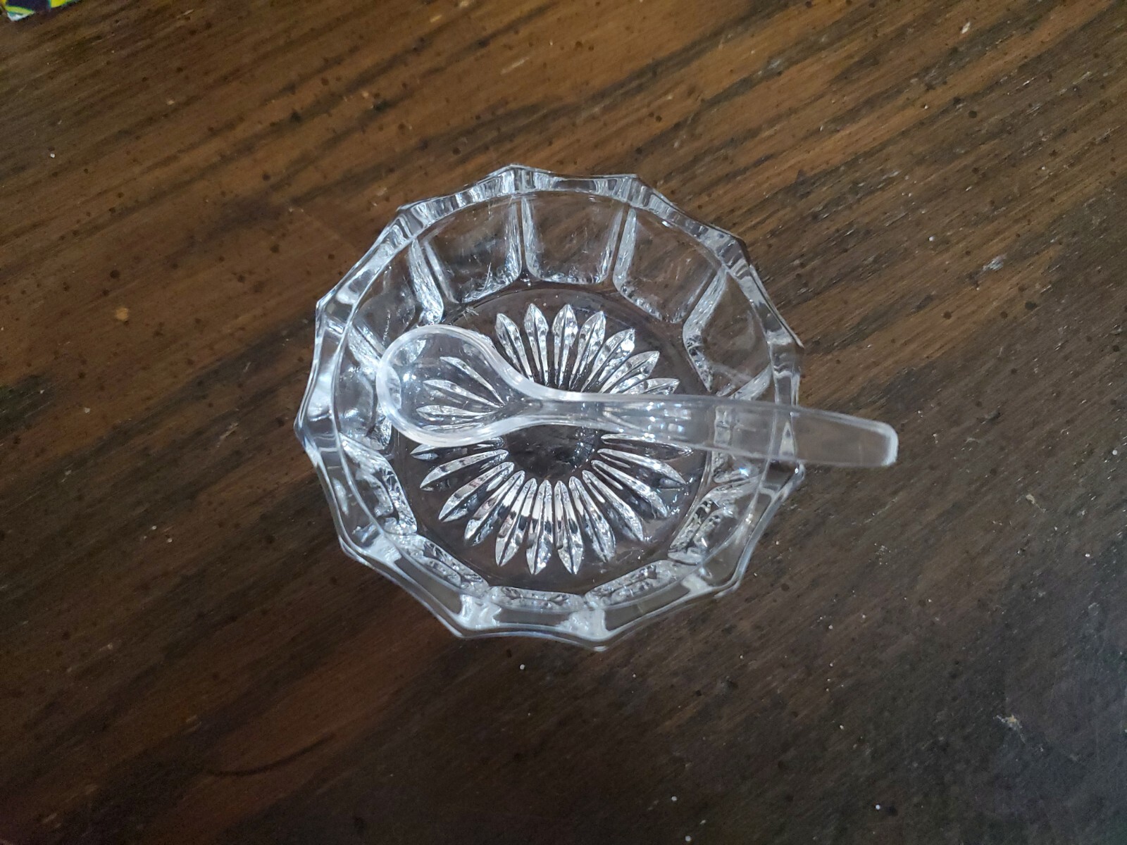 Vintage Set of Four Pressed Glass Individual Salt Cellars with Plastic