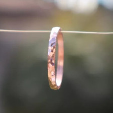 Solid Pure Copper Minimalist Healing Ring, Handmade, Unisex, Thin Hammer Band