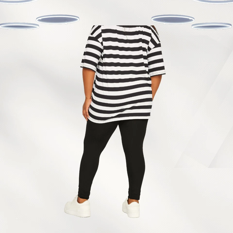 Ex Women's Stretch Organic Cotton Leggings in Black - Image 3 of 4