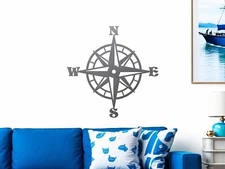 Nautical Compass Rose Metal Wall Art Plasma Cut Sign Decoration Iron Exile USA
