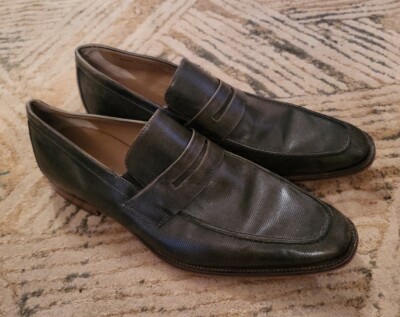Florsheim Sabato Mens Brown Leather Textured Penny Loafers 