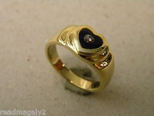 Nuevo anillo solitario corazón ónix negro chapado en oro amarillo para dama niña circonita cúbica talla 8