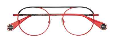 400  Red And Black Round Metal Aviator Eyeglasses WOOW Optical Frame