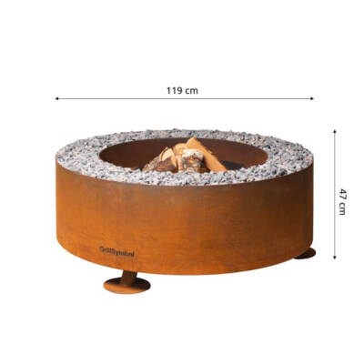 Edelrost Cortenstahl oder Edelstahl Feuerschale Luna Metall Feuerstelle Garten