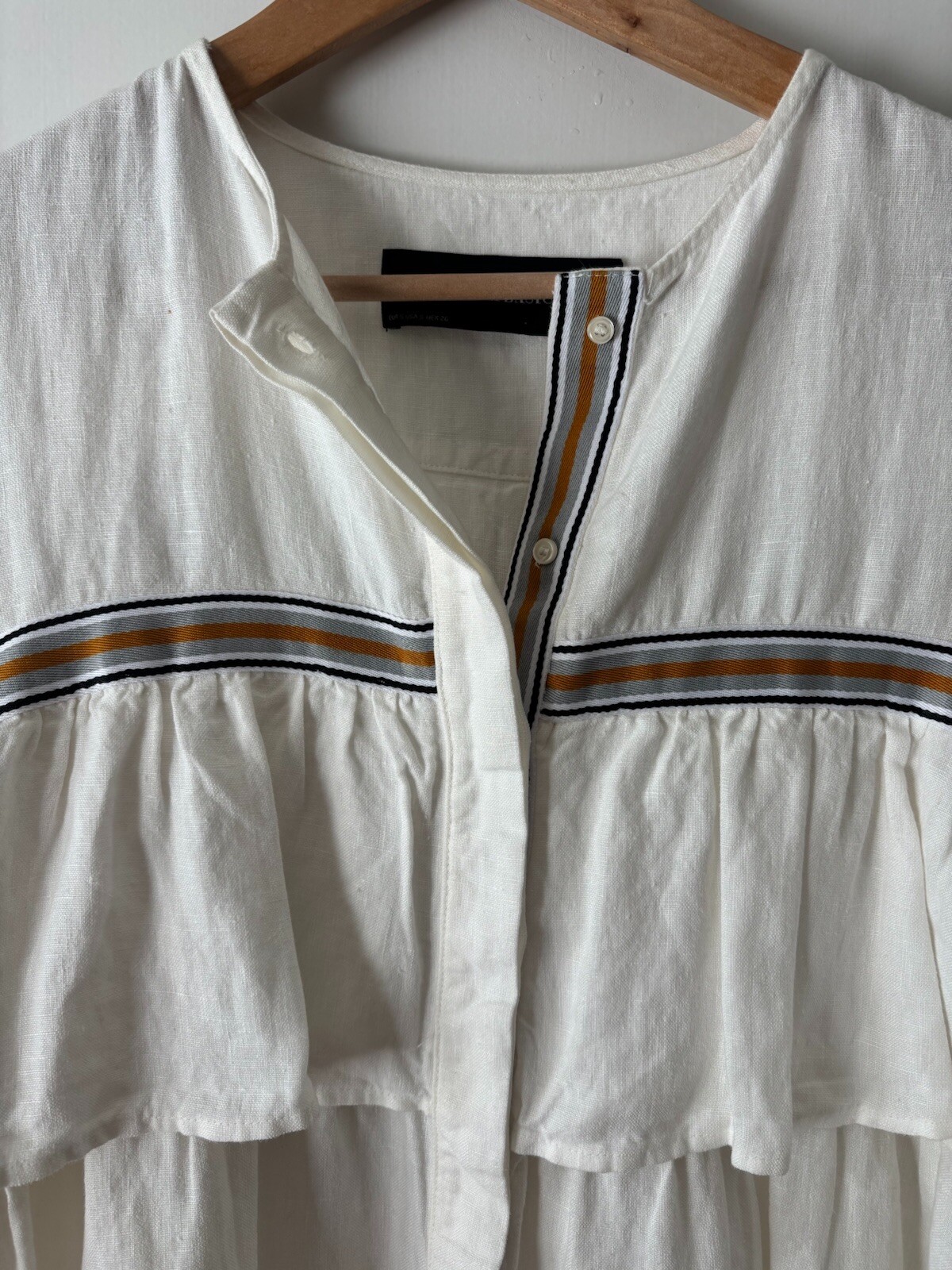 Zara Basic Linen Button Down Cardigan/Blouse Ivor… - image 3