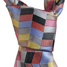 Cravatta uomo SOPRANO 100% seta nuova standard 3,25" geometrica multicolore