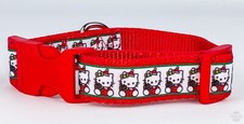 Kitty Christmas dog collar Handmade adjustable buckle collar 1" wide leash