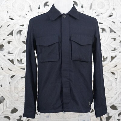 Scotch & Soda Utility Shirt Jacket - Black Felted Wool Blend, Size M