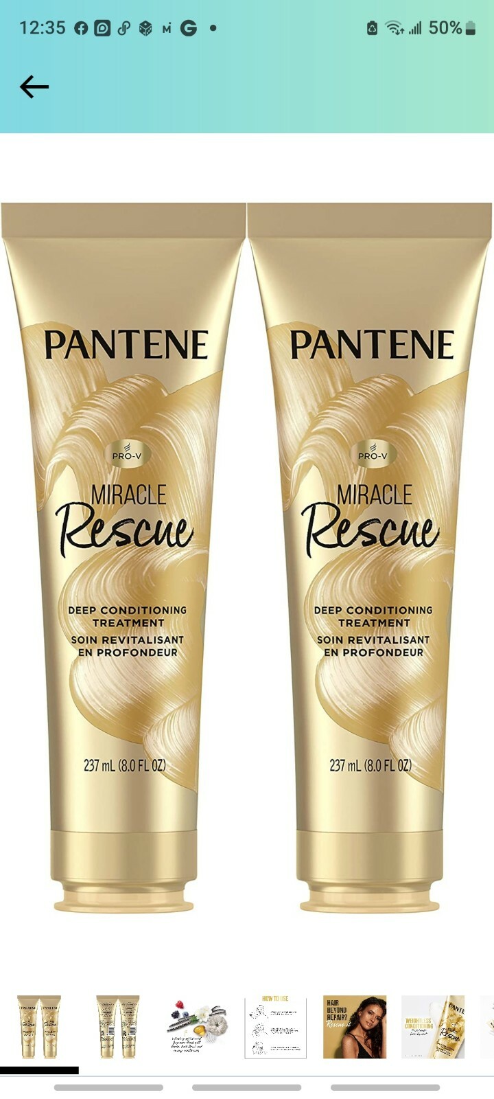Pantene Hair Mask, Miracle Rescue Deep Conditioning Treatment, Hydrate