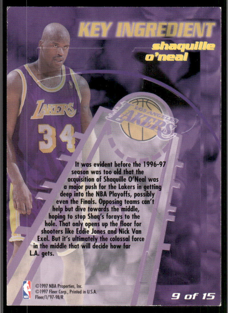 1997-98 Fleer #9 Shaquille O'Neal Key Ingredient | eBay
