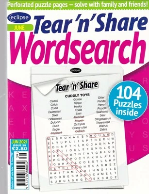 WORDSEARCH BOOK TEAR & SHARE PUZZLES ISSUE JUNE 2021 - 104 PUZZLES TO SOLVE