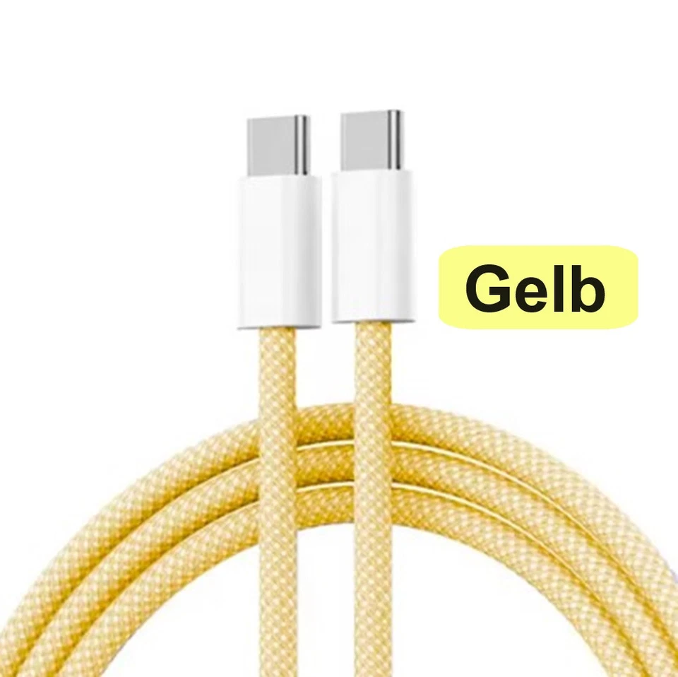 USB-C zu USB-C 60W Schnellladen Geflochtenes Kabel Metallstecker 1m2m Datenkabel - Bild 4 von 4