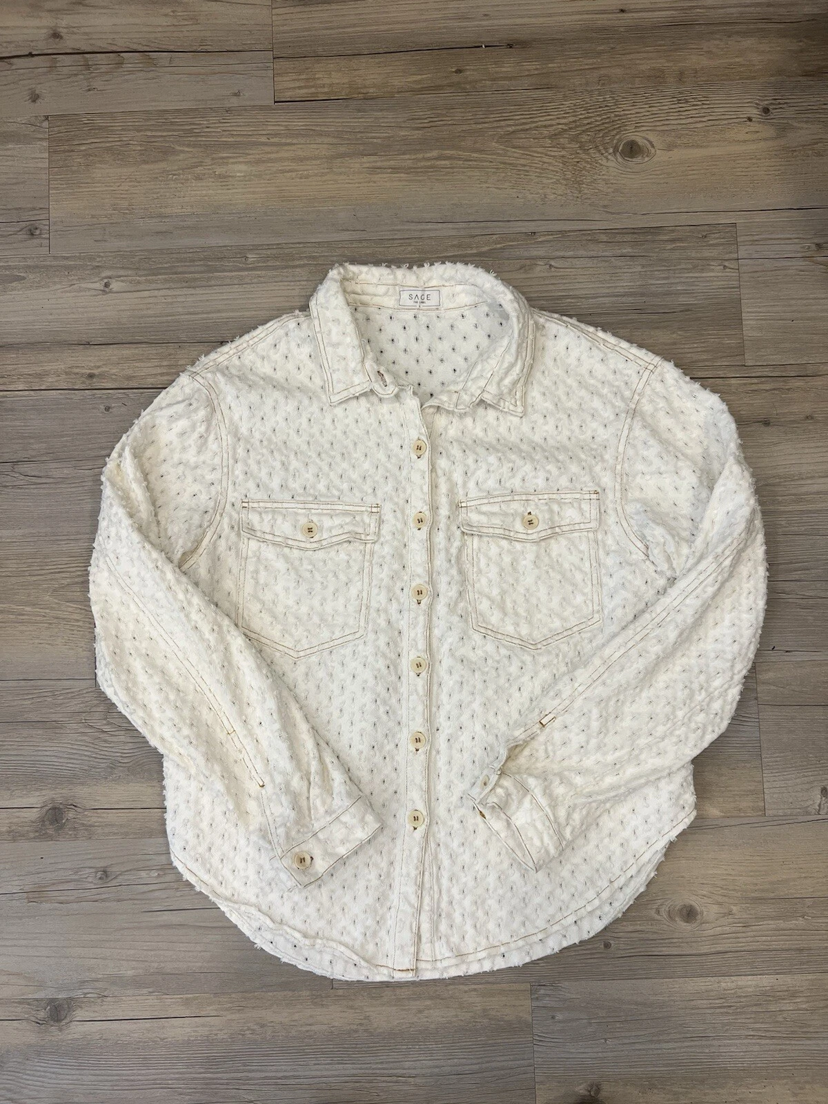 OFF WHITE Top giacca Sage The Label Off White in denim traforato con bottoni ~ TAGLIA LARGE