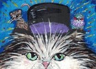 Original Aceo Cat One of a Kind Hand Painted in Acrylics by Fran Hahn