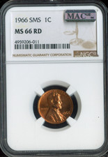 1966 Lincoln Cent NGC MS66 RD Satin MAC Quality