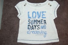 George "Love Summer Days" T Shirt White Short Sleeves Age 9-12 Months BNWOT
