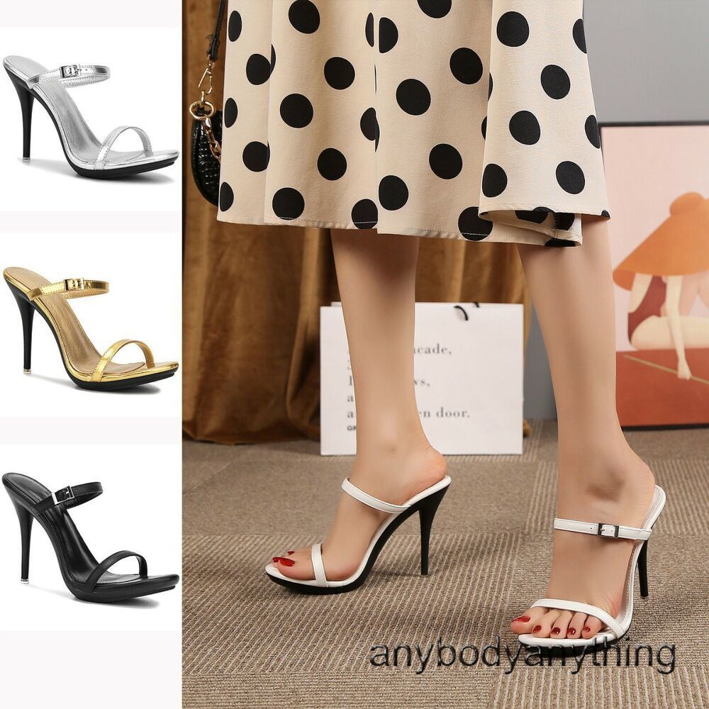 PANTOFOLA D’ORO Sandali estivi pantofola donna punta aperta scarpe tacco alto cinturini muli slip on