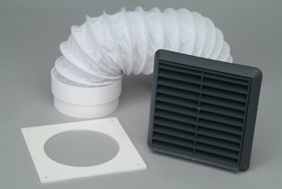 Wandentlüfter Set Wäschetrockner Dunstabzug Grau Anthrazit Festgitter 4'' 100 mm
