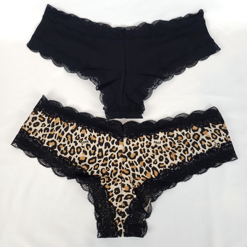 Victorias Secret PINK Cheekster Panties X-Large Lace Trim Black Leopard (2) NWT - Picture 6 of 8