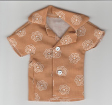NEW-Homemade Doll Clothes-Dark Tan WIth Flower Print Shirt that fits Ken Doll B4