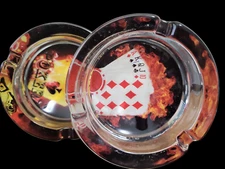 3 INCH Heavy Glass Round Cigarette Ashtray Poker Card Design RANDOM DESIGN]