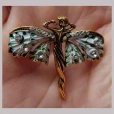 Brooch Vintage Art Nouveau Style Fairy Nymph Pendant Brooch Shawl Pin Jewelry
