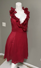 Sequin Hearts Red Ruby Wrap Mini Dress V Neck Ruffles Sz 3 Urban Outfitters Boho