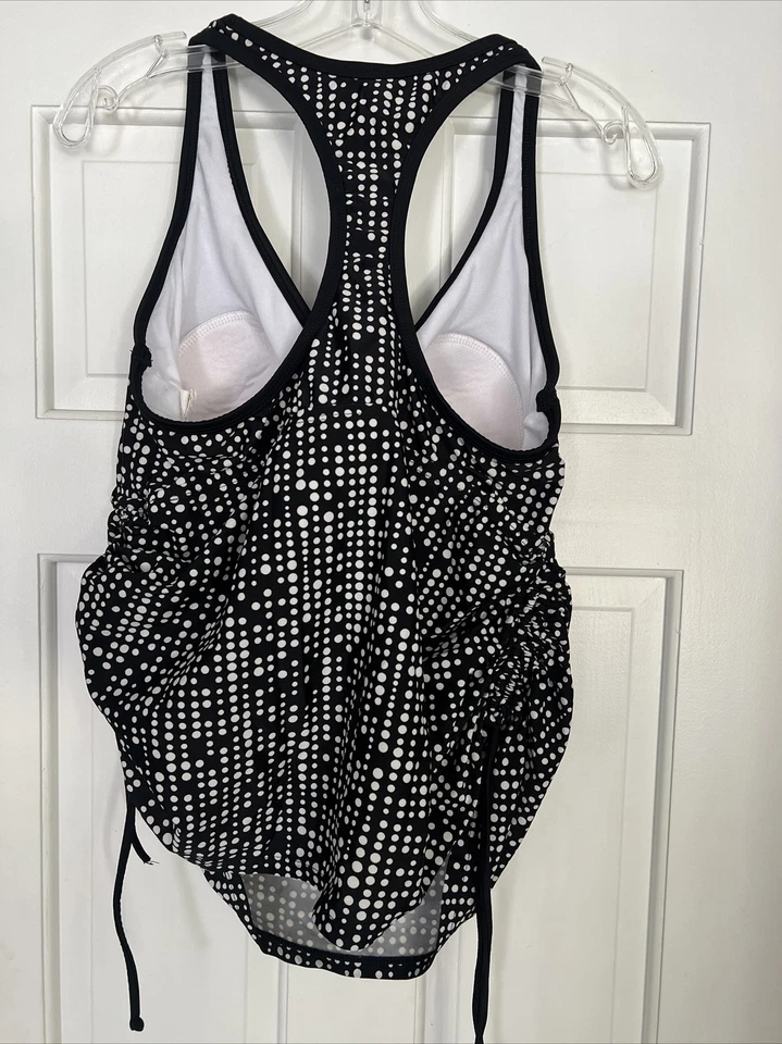 Liz Lange Maternity Tankini Top Size XL Black White swim racerback - Image 4 of 4