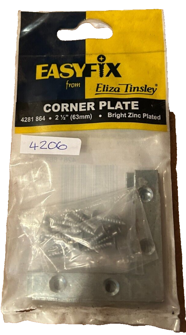 4206 Eliza Tinsley Easyfix 63mm Bright Zinc Corner Plates 4281 864  5 packs of 4