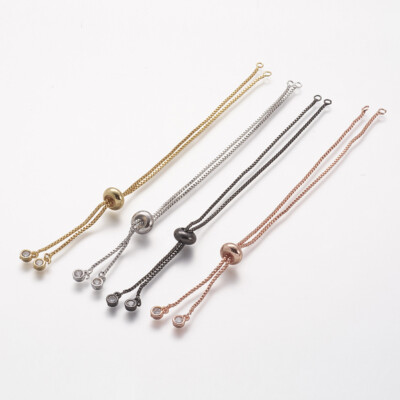 20 pcs Adjustable Brass Chain Bracelet DIY Makings, Slider Bracelets, 4 Color