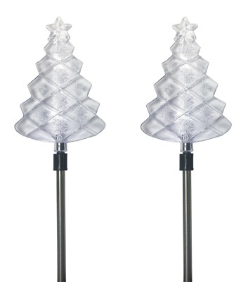 2X Solar Powered Christmas Tree Landscape Garden Stake Color Changing LED Light