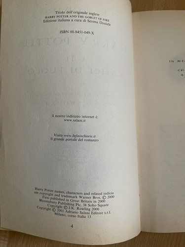 Harry Potter E Il Calice Di Fuoco prima Stampa prima Edizione - Foto 3 di 13