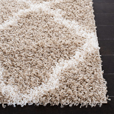Safavieh Power Loomed Dallas Shag Beige / Ivory Area Rugs