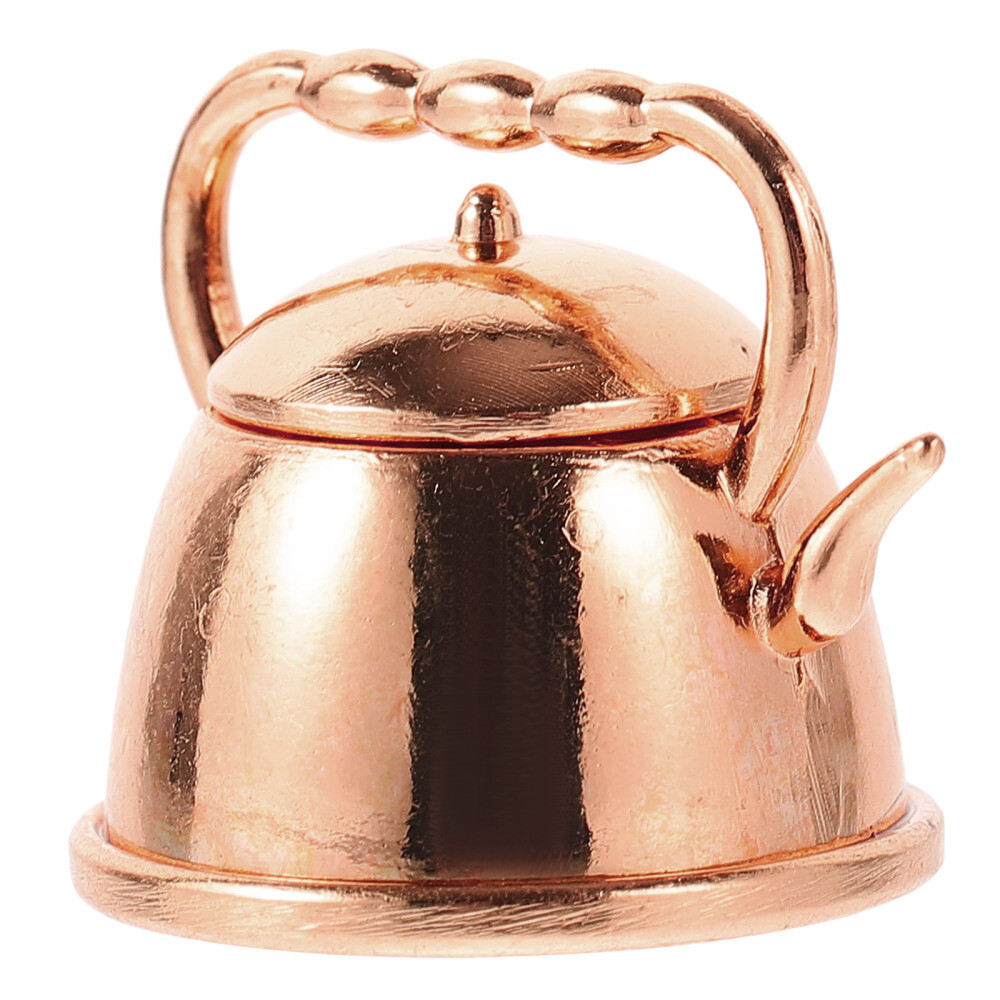 Mini Metal Tea Pot Dollhouse Teapot Micro Landscape Ornament Rose Gold