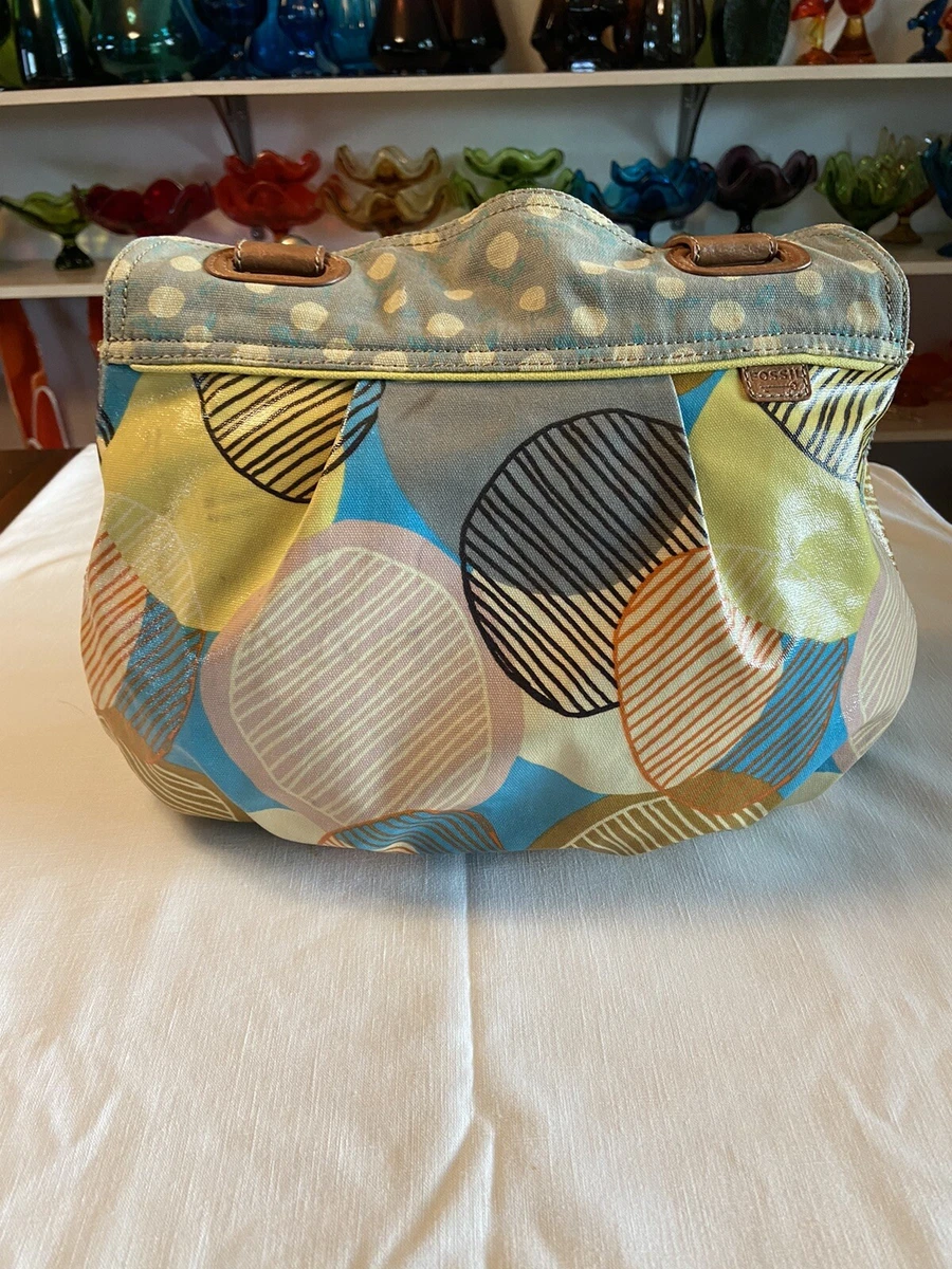 Fossil Key Per coated canvas multi color circle design shoulder bag purse |  eBay